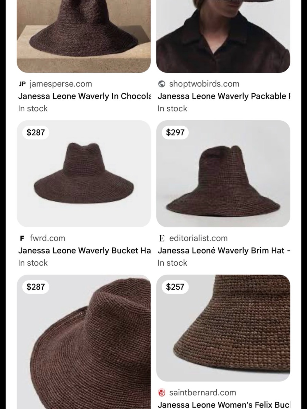 Janessa Leone Waverly Brim Hat in Chocolate Brown